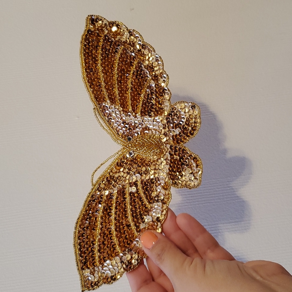 Gold butterfly sequins applique/patch